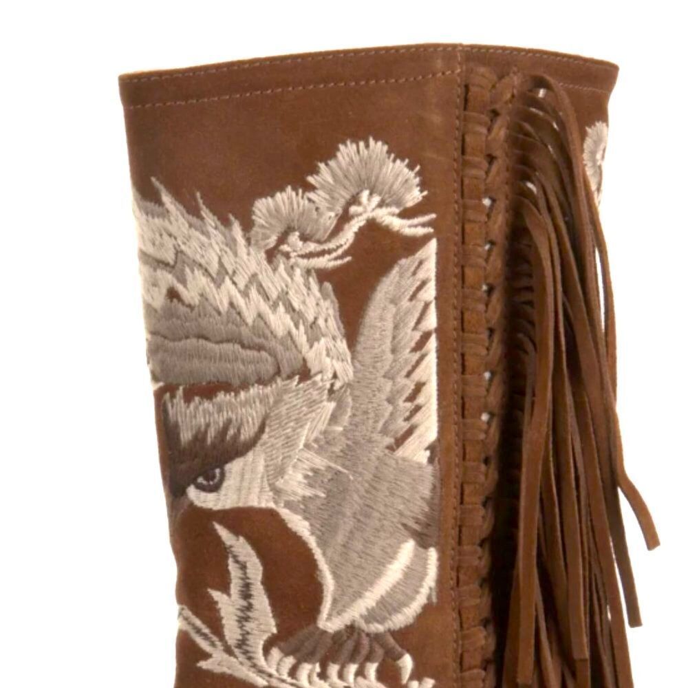 Ralph Lauren Fall 2015 Runway Collection Morel Suede Embroidered Fringe Boot - Picture 13 of 17